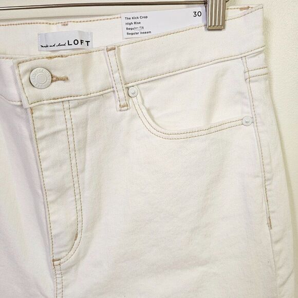 NWT LOFT WHITE/CREAM THE KICK CROP HIGH RISE PANT SIZE 30 - Picture 5 of 15